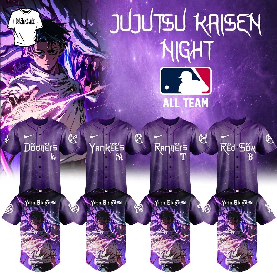 Custom All Baseball Team x JUJUTSU KAISENN Night 2026 Edition Jersey Shirt Unisex T-shirt, Sweatshirt, Hoodie, Long Sleeve Tee - T-Shirt, Sweatshirt, Hoodie