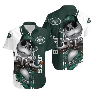 New York Jets Jack Skellington And Zero Hawaiian Shirt Unisex T-shirt, Sweatshirt, Hoodie, Long Sleeve Tee - T-Shirt, Sweatshirt, Hoodie