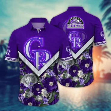 Colorado Rockies Chevron Bloom Hawaiian Shirt Unisex T-shirt, Sweatshirt, Hoodie, Long Sleeve Tee - T-Shirt, Sweatshirt, Hoodie