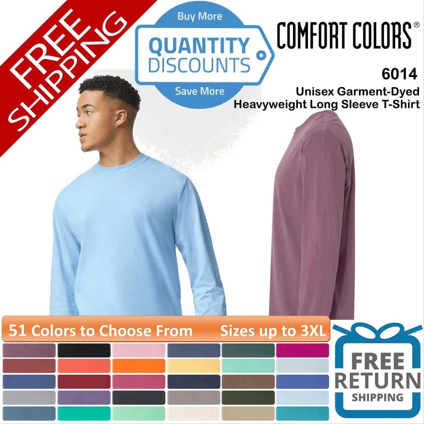 Comfort Colors Garment-Dyed Heavyweight Long Sleeve T-Shirt Up To 3XL 6014 a Unisex T-shirt, Sweatshirt, Hoodie, Long Sleeve Tee - T-Shirt, Sweatshirt, Hoodie