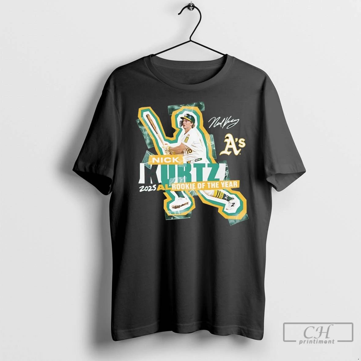 Premium Athletics Nick Kurtz 2025 American League Rookie Of The Year Signature Unisex T-shirt, Sweatshirt, Hoodie, Long Sleeve Tee - T-Shirt, Sweatshirt, Hoodie