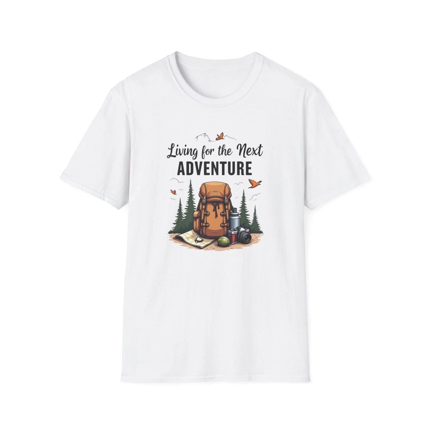 Living for the Next Adventure T-Shirt | Hiking Backpack Design Unisex T-shirt, Sweatshirt, Hoodie, Long Sleeve Tee - T-Shirt, Sweatshirt, Hoodie