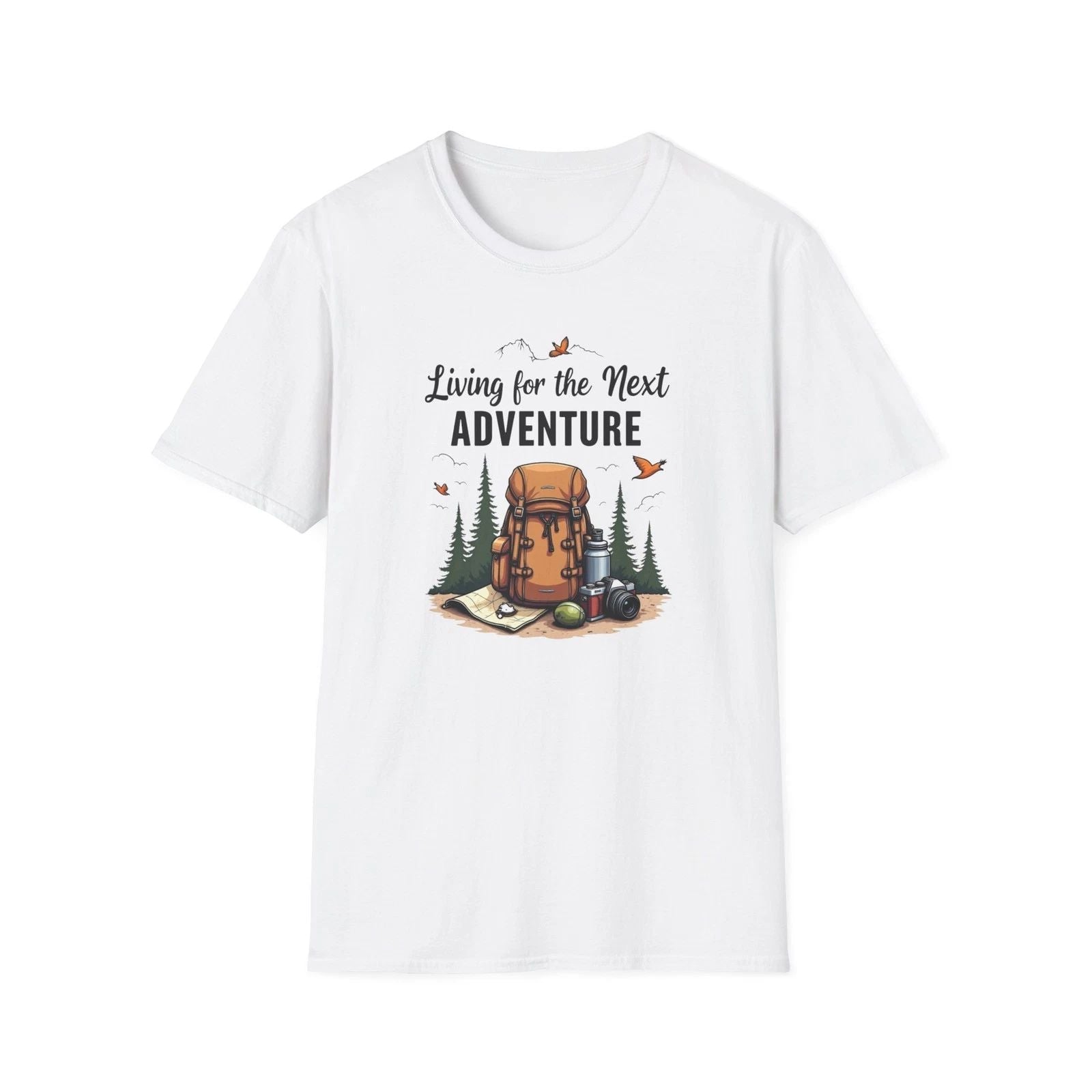 Living for the Next Adventure T-Shirt | Hiking Backpack Design Unisex T-shirt, Sweatshirt, Hoodie, Long Sleeve Tee - T-Shirt, Sweatshirt, Hoodie
