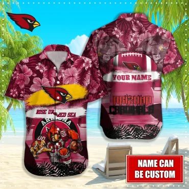 Personalized Arizona Cardinals Rise Red Sea Hawaiian Shirt Unisex T-shirt, Sweatshirt, Hoodie, Long Sleeve Tee - T-Shirt, Sweatshirt, Hoodie