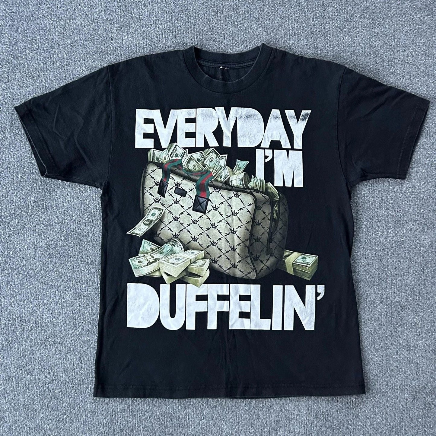 Mafioso Shirt Mens Large Black Everyday I'm Duffelin' Money Bag Graphic Tee Unisex T-shirt, Sweatshirt, Hoodie, Long Sleeve Tee - T-Shirt, Sweatshirt, Hoodie