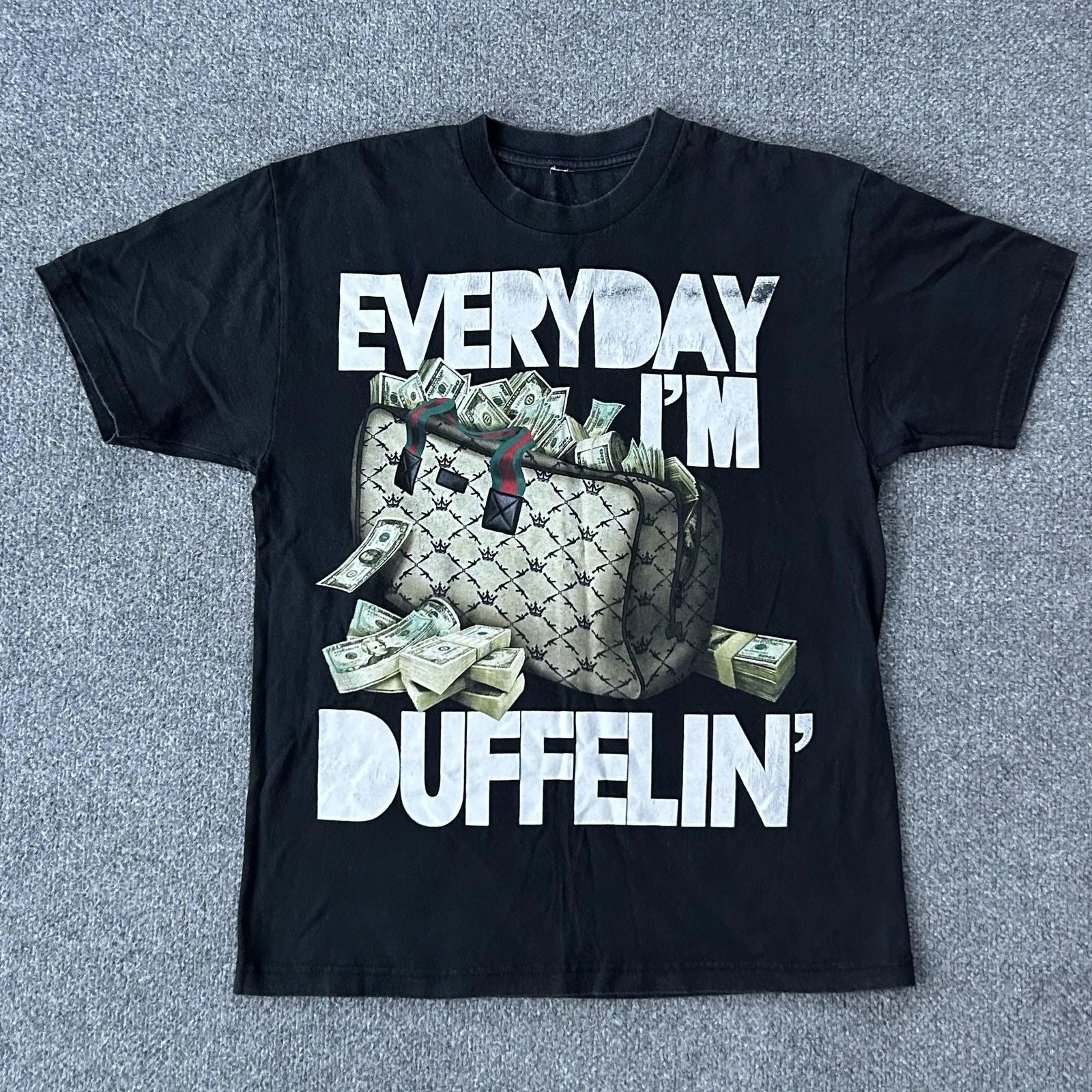 Mafioso Shirt Mens Large Black Everyday I'm Duffelin' Money Bag Graphic Tee Unisex T-shirt, Sweatshirt, Hoodie, Long Sleeve Tee - T-Shirt, Sweatshirt, Hoodie