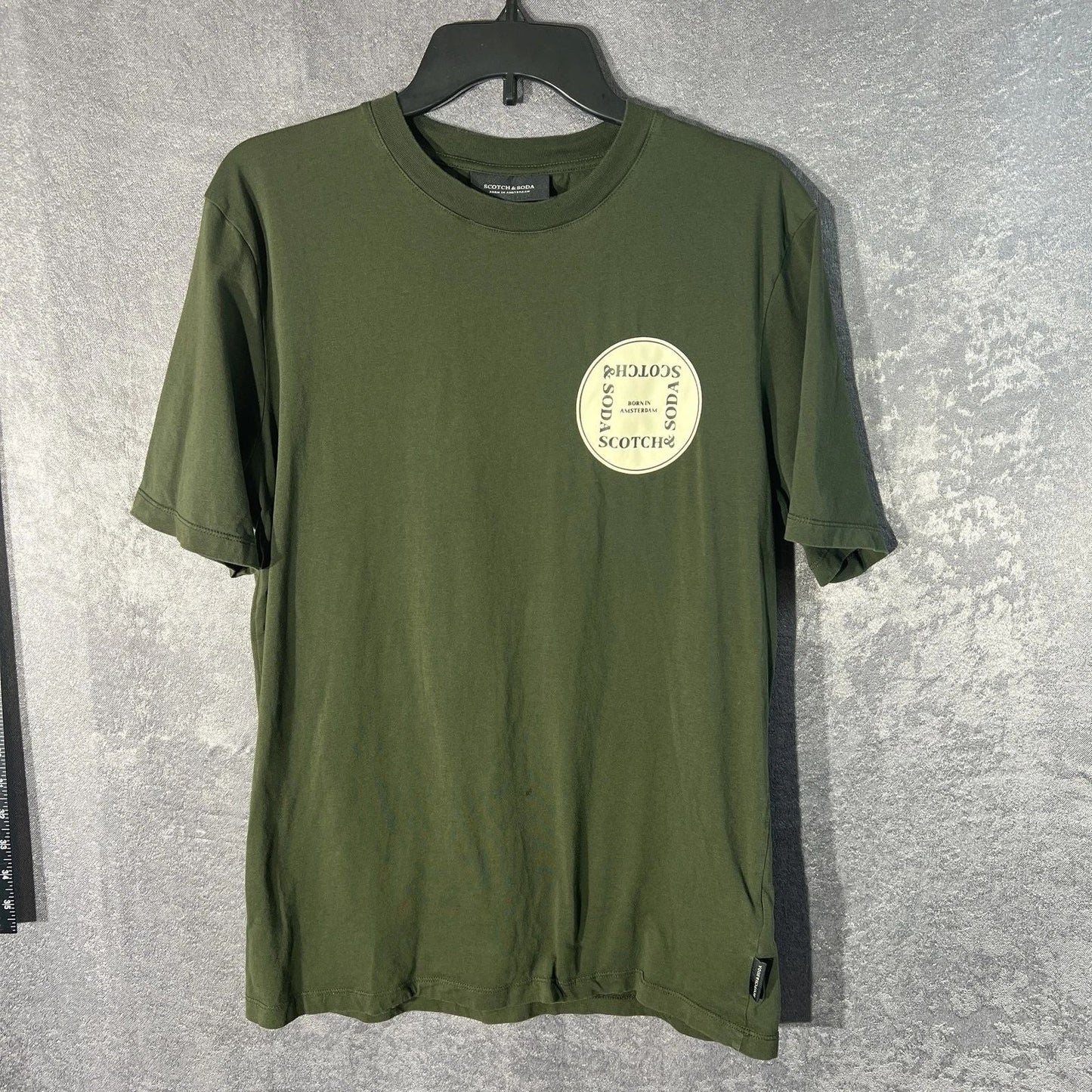 Scotch & Soda Men's Olive Green Organic Cotton Crew Neck Graphic T-Shirt Size M Unisex T-shirt, Sweatshirt, Hoodie, Long Sleeve Tee - T-Shirt, Sweatshirt, Hoodie
