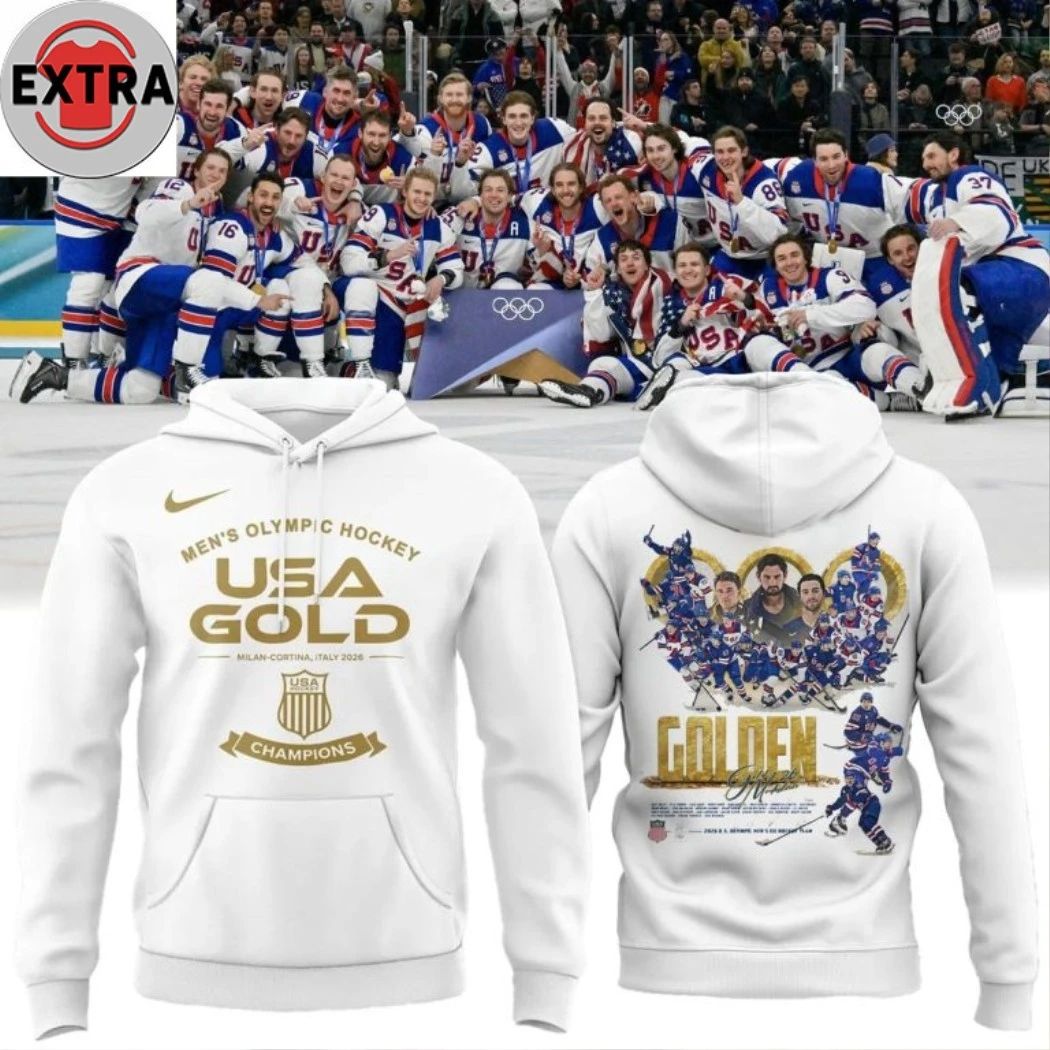 USA 2026 Olympic Gold Men Team Champions Hockey Logo Two Sided Hoodie T-Shirt Unisex T-shirt, Sweatshirt, Hoodie, Long Sleeve Tee - T-Shirt, Sweatshirt, Hoodie