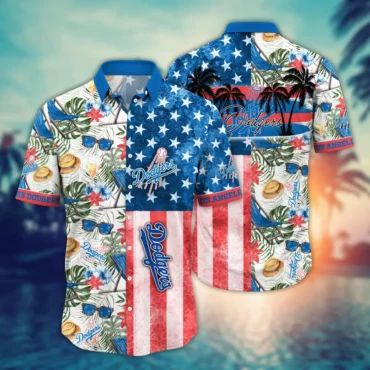 Los Angeles Dodgers Tropical Stars & Stripes Hawaiian Shirt Unisex T-shirt, Sweatshirt, Hoodie, Long Sleeve Tee - T-Shirt, Sweatshirt, Hoodie