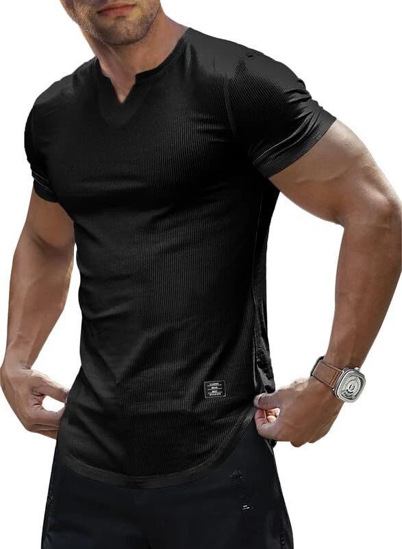 Mens Muscle Slim T Shirt V-Neck Longline Henley X-Large 1-V Neck 01 Black Unisex T-shirt, Sweatshirt, Hoodie, Long Sleeve Tee - T-Shirt, Sweatshirt, Hoodie