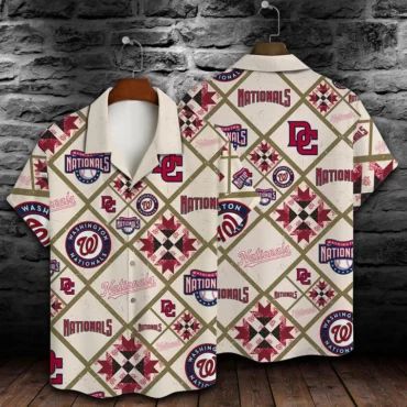 Washington Nationals Palms & Pinstripes Hawaiian Shirt Unisex T-shirt, Sweatshirt, Hoodie, Long Sleeve Tee - T-Shirt, Sweatshirt, Hoodie