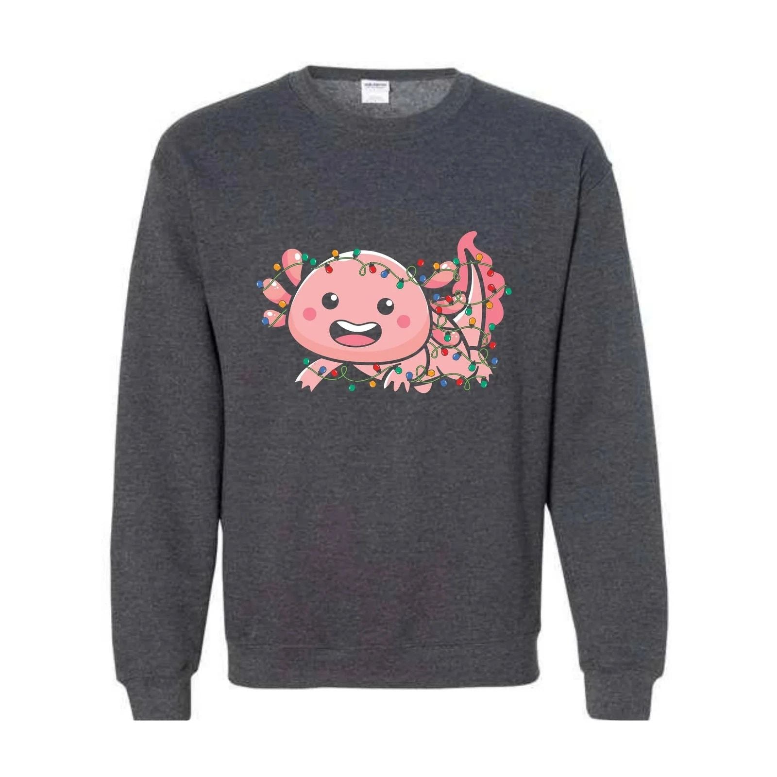Cute Axolotl Christmas Lights Sweatshirt, Axolotl Lover Sweater, Santa Axolotl S Unisex T-shirt, Sweatshirt, Hoodie, Long Sleeve Tee - T-Shirt, Sweatshirt, Hoodie
