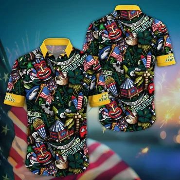 Oakland Athletics Carnival Spirit Hawaiian Shirt Unisex T-shirt, Sweatshirt, Hoodie, Long Sleeve Tee - T-Shirt, Sweatshirt, Hoodie