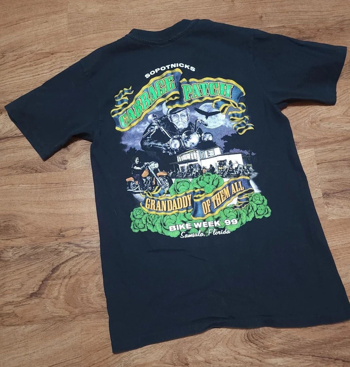 Vintage Bike Week 1999 Sopotnicks Cabbage Patch Shirt Mens Size Small Unisex T-shirt, Sweatshirt, Hoodie, Long Sleeve Tee - T-Shirt, Sweatshirt, Hoodie