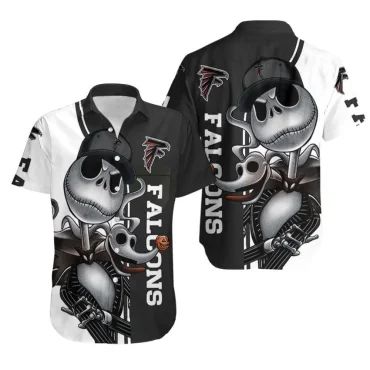 Atlanta Falcons Jack Skellington And Zero Hawaiian Shirt Unisex T-shirt, Sweatshirt, Hoodie, Long Sleeve Tee - T-Shirt, Sweatshirt, Hoodie