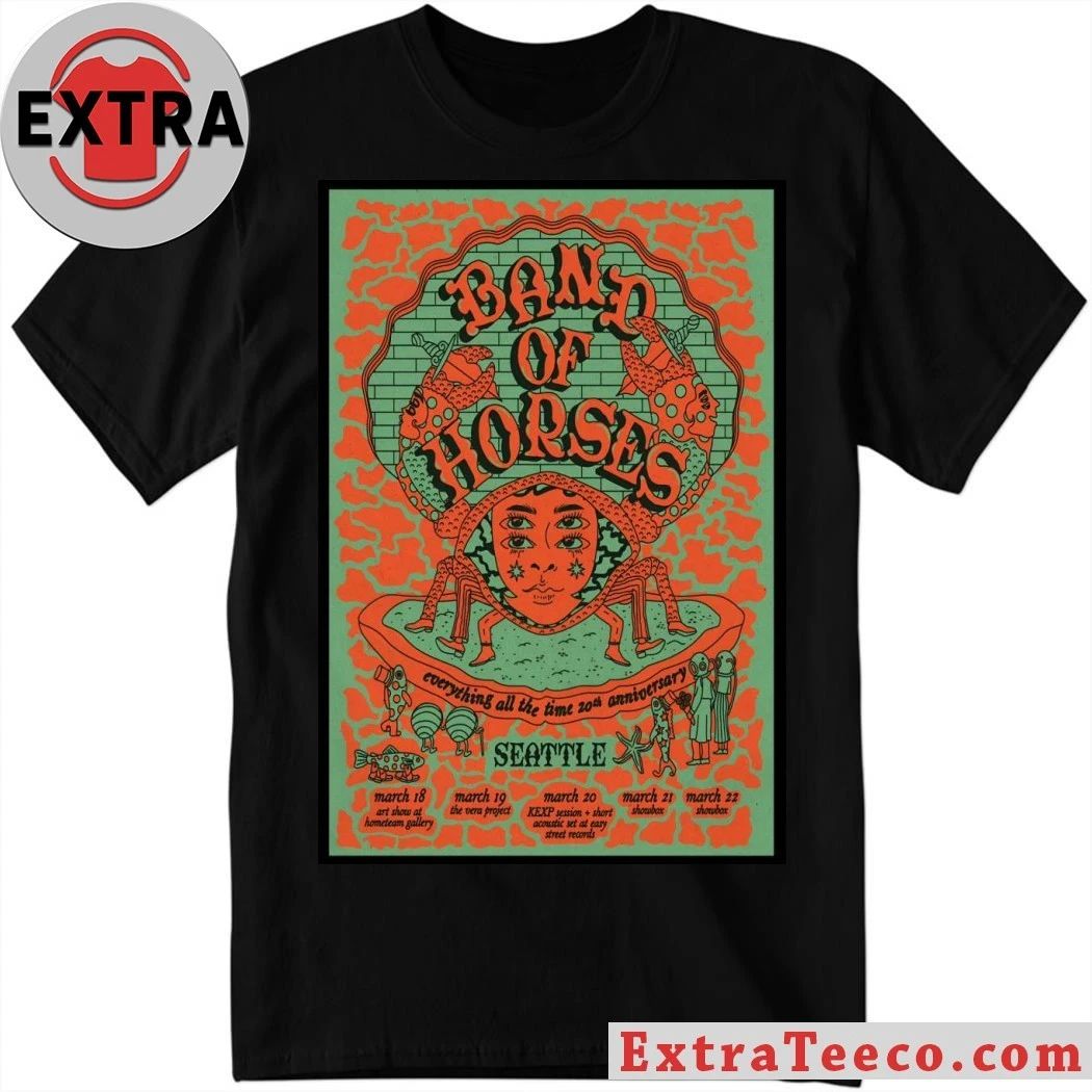 Band Of Horses Seattle WA 3-18 3-22-2026 Poster T-Shirt Unisex T-shirt, Sweatshirt, Hoodie, Long Sleeve Tee - T-Shirt, Sweatshirt, Hoodie