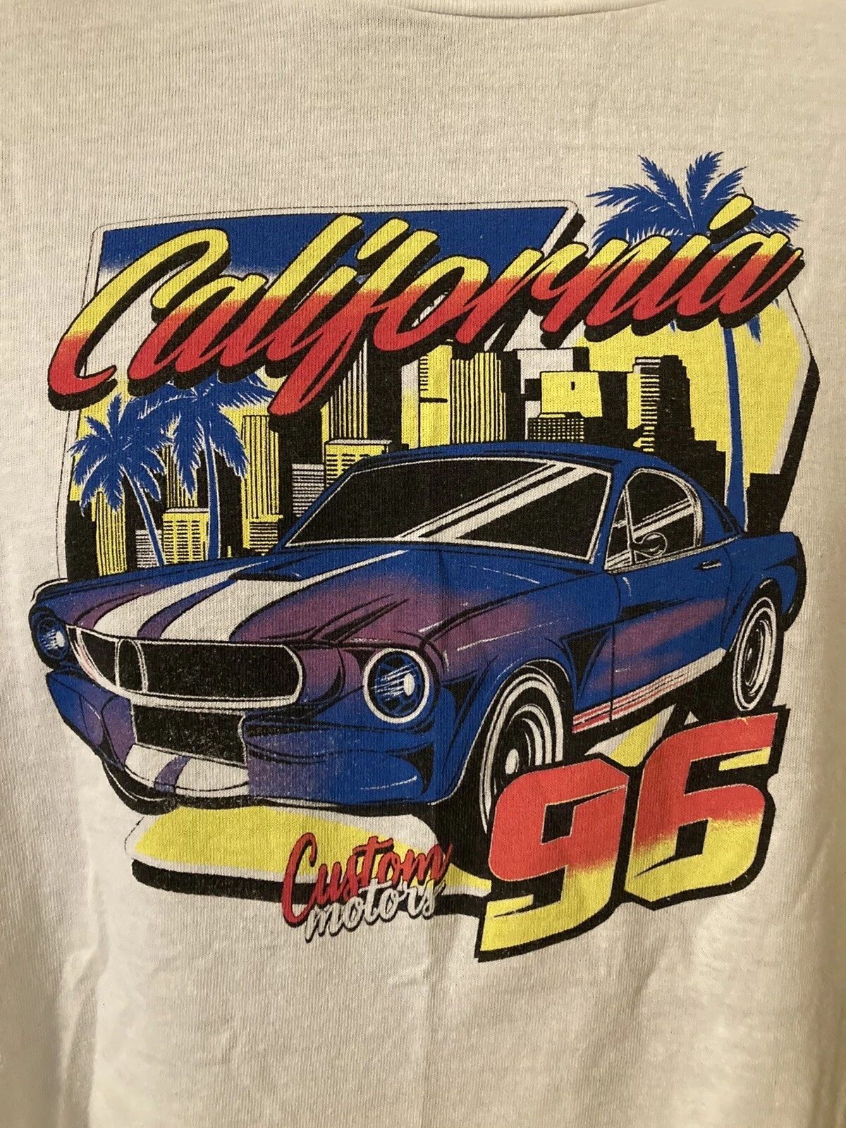 California Custom Motors Men's L 1996 Car Palm Graphic Print T-Shirt Tee Unisex T-shirt, Sweatshirt, Hoodie, Long Sleeve Tee - T-Shirt, Sweatshirt, Hoodie