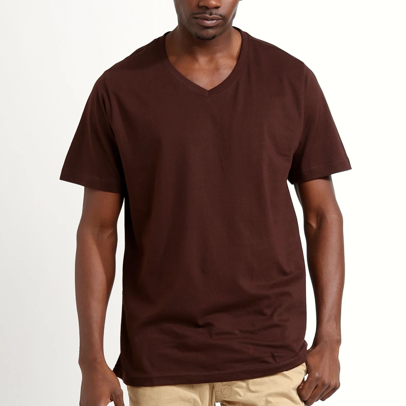 Rich Cotton Brown Regular Fit V-Neck T-Shirt  Comfort, Style, and Durability Unisex T-shirt, Sweatshirt, Hoodie, Long Sleeve Tee - T-Shirt, Sweatshirt, Hoodie