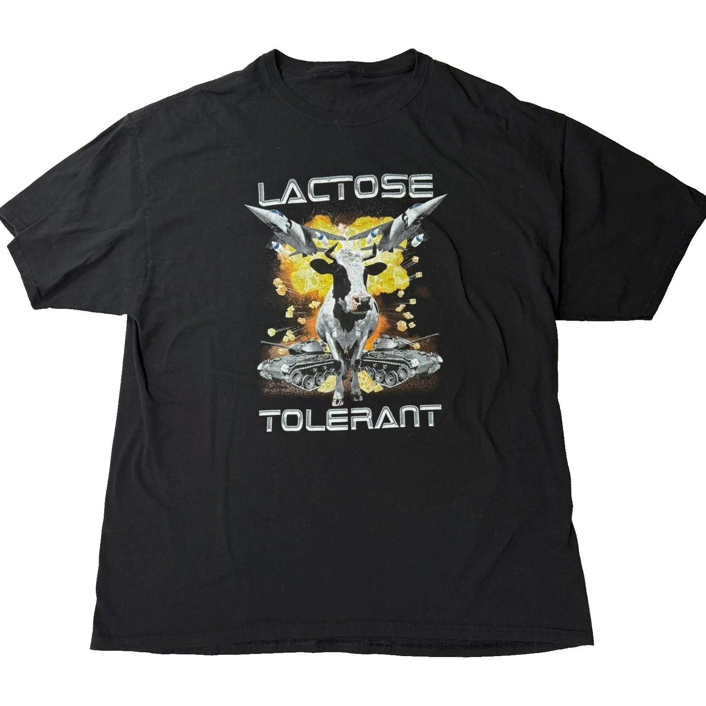 Men's Large T Shirt Funny Meme Lactose Tolerant Cow missiles Trendy EUC Shein Unisex T-shirt, Sweatshirt, Hoodie, Long Sleeve Tee - T-Shirt, Sweatshirt, Hoodie