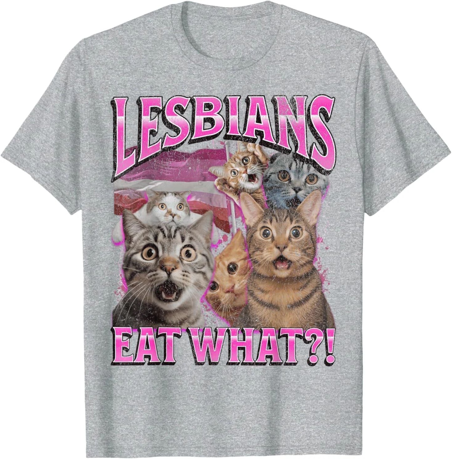 Lesbians Eat What?! Funny Cat Gay Pride LGBTQ Pun Bootleg T-Shirt Unisex T-shirt, Sweatshirt, Hoodie, Long Sleeve Tee - T-Shirt, Sweatshirt, Hoodie