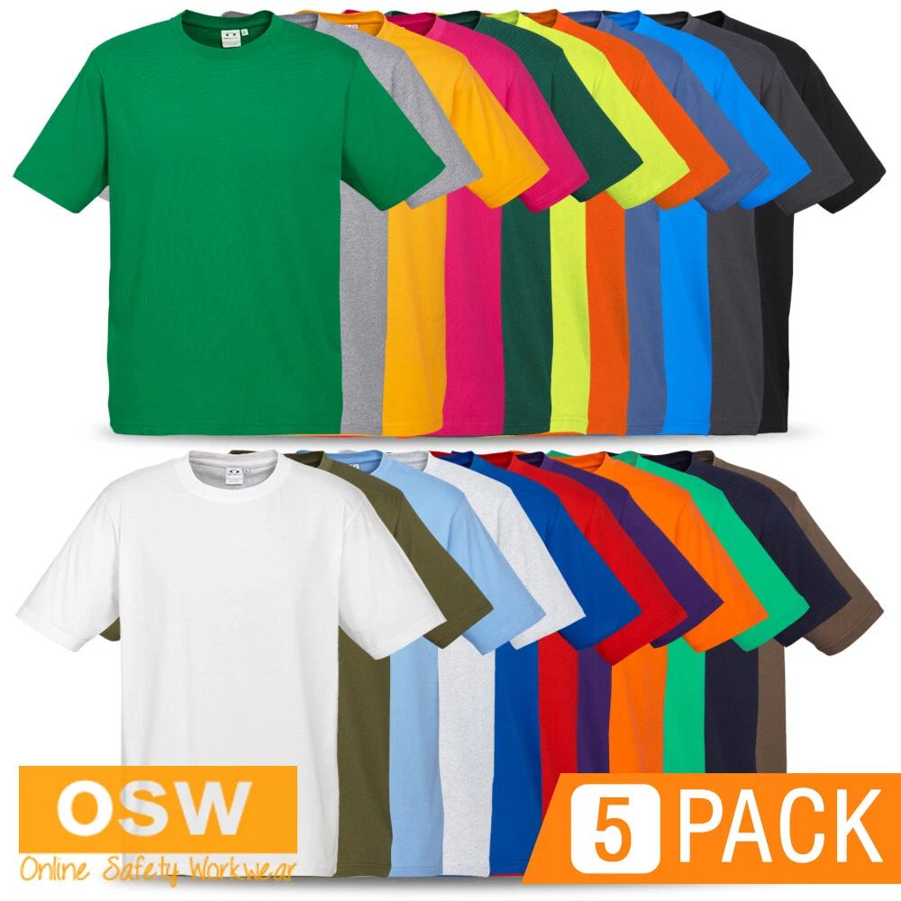 5 x Mens Premium Cotton Casual CREW Neck Modern Fit Tees Size S~5XL T10012 Unisex T-shirt, Sweatshirt, Hoodie, Long Sleeve Tee - T-Shirt, Sweatshirt, Hoodie