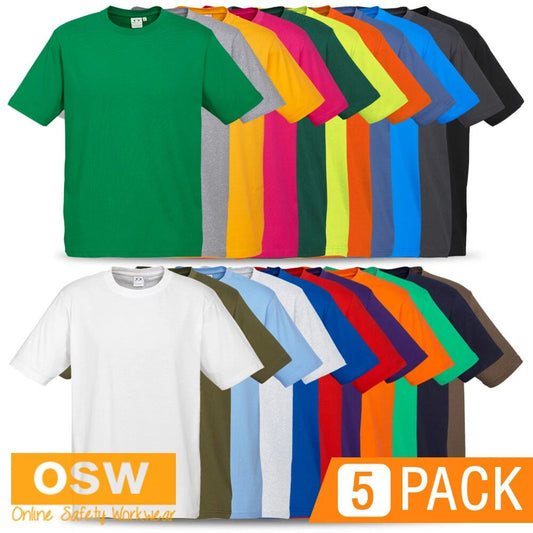 5 x Mens Premium Cotton Casual CREW Neck Modern Fit Tees Size S~5XL T10012 Unisex T-shirt, Sweatshirt, Hoodie, Long Sleeve Tee - T-Shirt, Sweatshirt, Hoodie