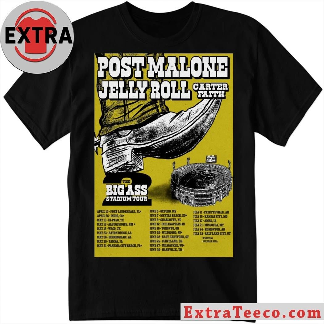 Post Malone Summer Tour 2026 Poster Shirt Unisex T-shirt, Sweatshirt, Hoodie, Long Sleeve Tee - T-Shirt, Sweatshirt, Hoodie