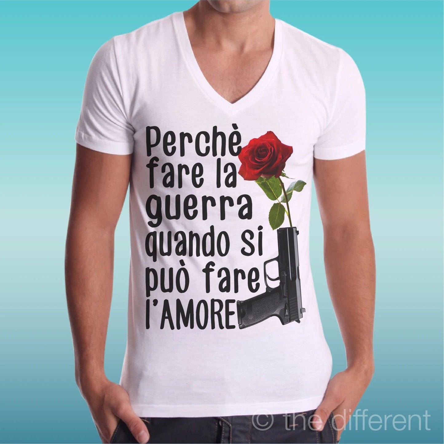 T-shirt V Neck " . Try Do It the War Quando Si Can L'Amore " Gift Idea Unisex T-shirt, Sweatshirt, Hoodie, Long Sleeve Tee - T-Shirt, Sweatshirt, Hoodie