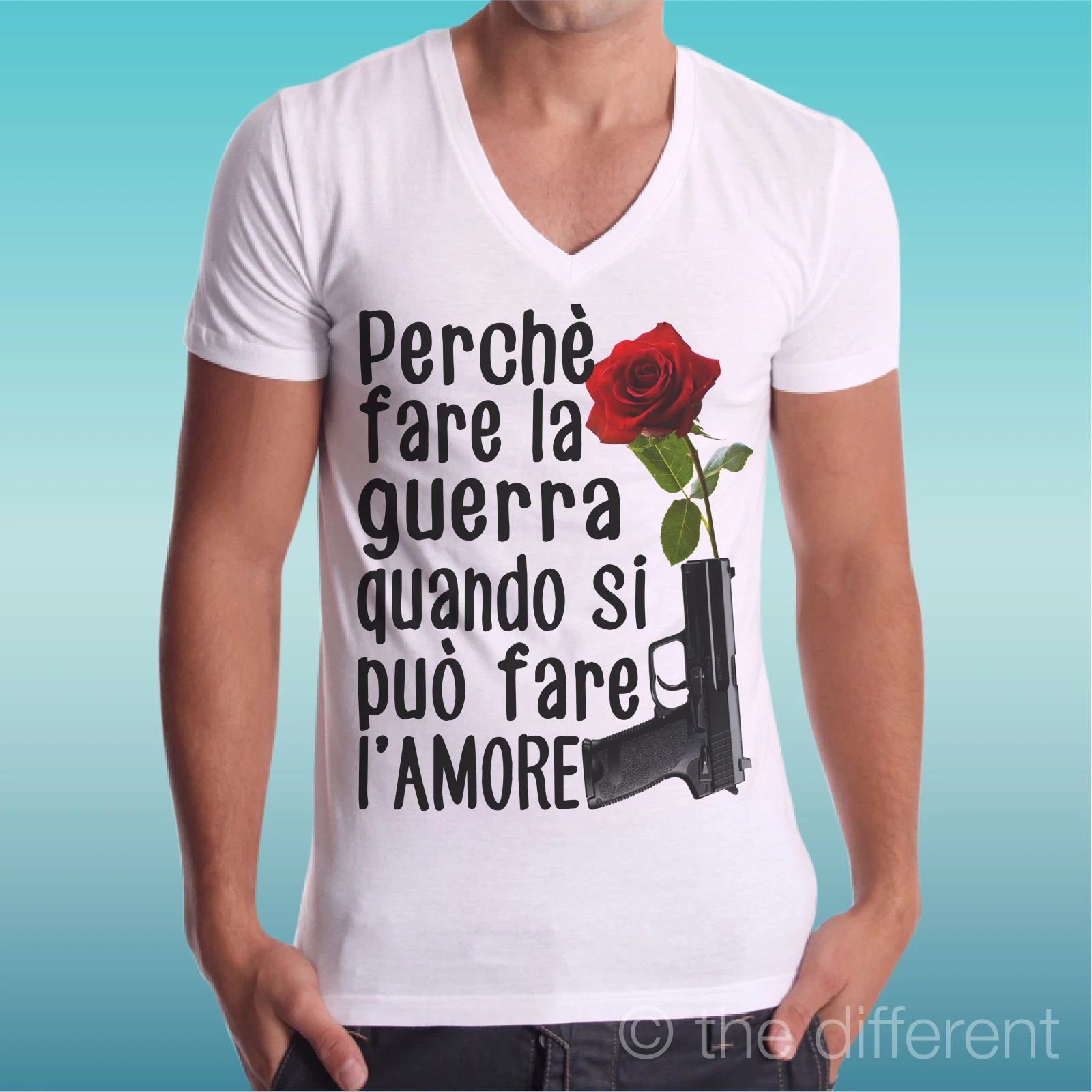 T-shirt V Neck " . Try Do It the War Quando Si Can L'Amore " Gift Idea Unisex T-shirt, Sweatshirt, Hoodie, Long Sleeve Tee - T-Shirt, Sweatshirt, Hoodie