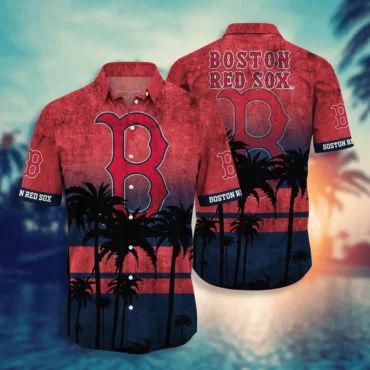 Boston Red Sox Tropical Palm Paradise Hawaiian Shirt Unisex T-shirt, Sweatshirt, Hoodie, Long Sleeve Tee - T-Shirt, Sweatshirt, Hoodie