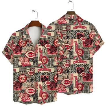 Cincinnati Reds Vintage Patchwork Hawaiian Shirt Unisex T-shirt, Sweatshirt, Hoodie, Long Sleeve Tee - T-Shirt, Sweatshirt, Hoodie