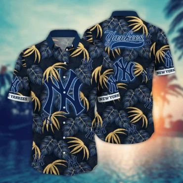 New York Yankees Midnight Palm Hawaiian Shirt Unisex T-shirt, Sweatshirt, Hoodie, Long Sleeve Tee - T-Shirt, Sweatshirt, Hoodie