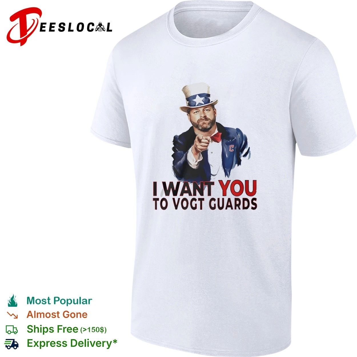Stephen Vogt I Want You to Vogt Guards Cleveland Guardians T-shirt Unisex T-shirt, Sweatshirt, Hoodie, Long Sleeve Tee - T-Shirt, Sweatshirt, Hoodie