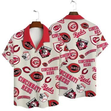 Cincinnati Reds Retro Logos Hawaiian Shirt Unisex T-shirt, Sweatshirt, Hoodie, Long Sleeve Tee - T-Shirt, Sweatshirt, Hoodie