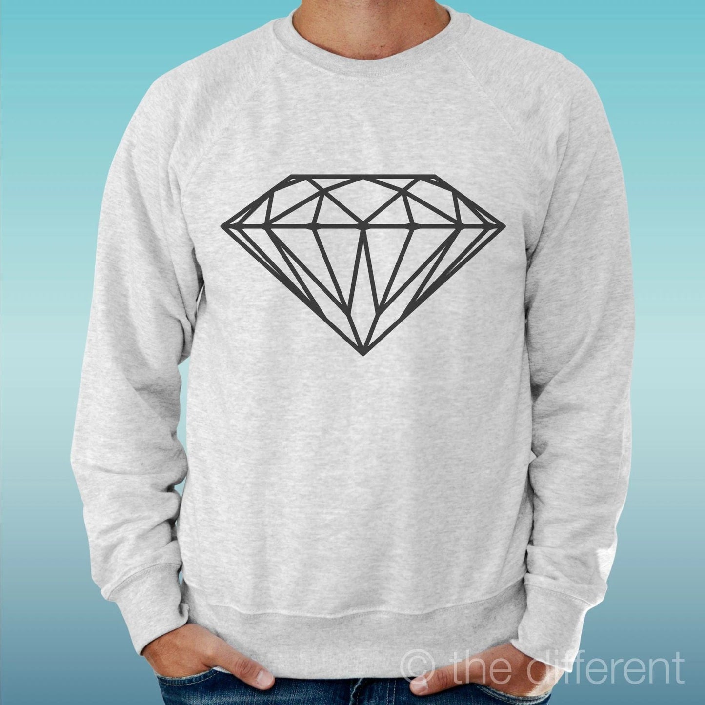 Felpa Man Light Sweater Light Grey " Diamond Draw Design " Unisex T-shirt, Sweatshirt, Hoodie, Long Sleeve Tee - T-Shirt, Sweatshirt, Hoodie