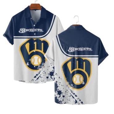 Milwaukee Brewers Bold Emblem Hawaiian Shirt Unisex T-shirt, Sweatshirt, Hoodie, Long Sleeve Tee - T-Shirt, Sweatshirt, Hoodie