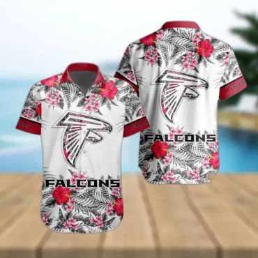 Atlanta Falcons Tropical Bloom Hawaiian Shirt Unisex T-shirt, Sweatshirt, Hoodie, Long Sleeve Tee - T-Shirt, Sweatshirt, Hoodie