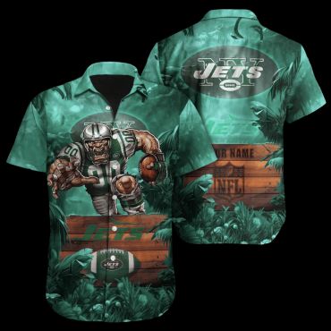 Personalized New York Jets Jungle Warrior Hawaiian Shirt Unisex T-shirt, Sweatshirt, Hoodie, Long Sleeve Tee - T-Shirt, Sweatshirt, Hoodie