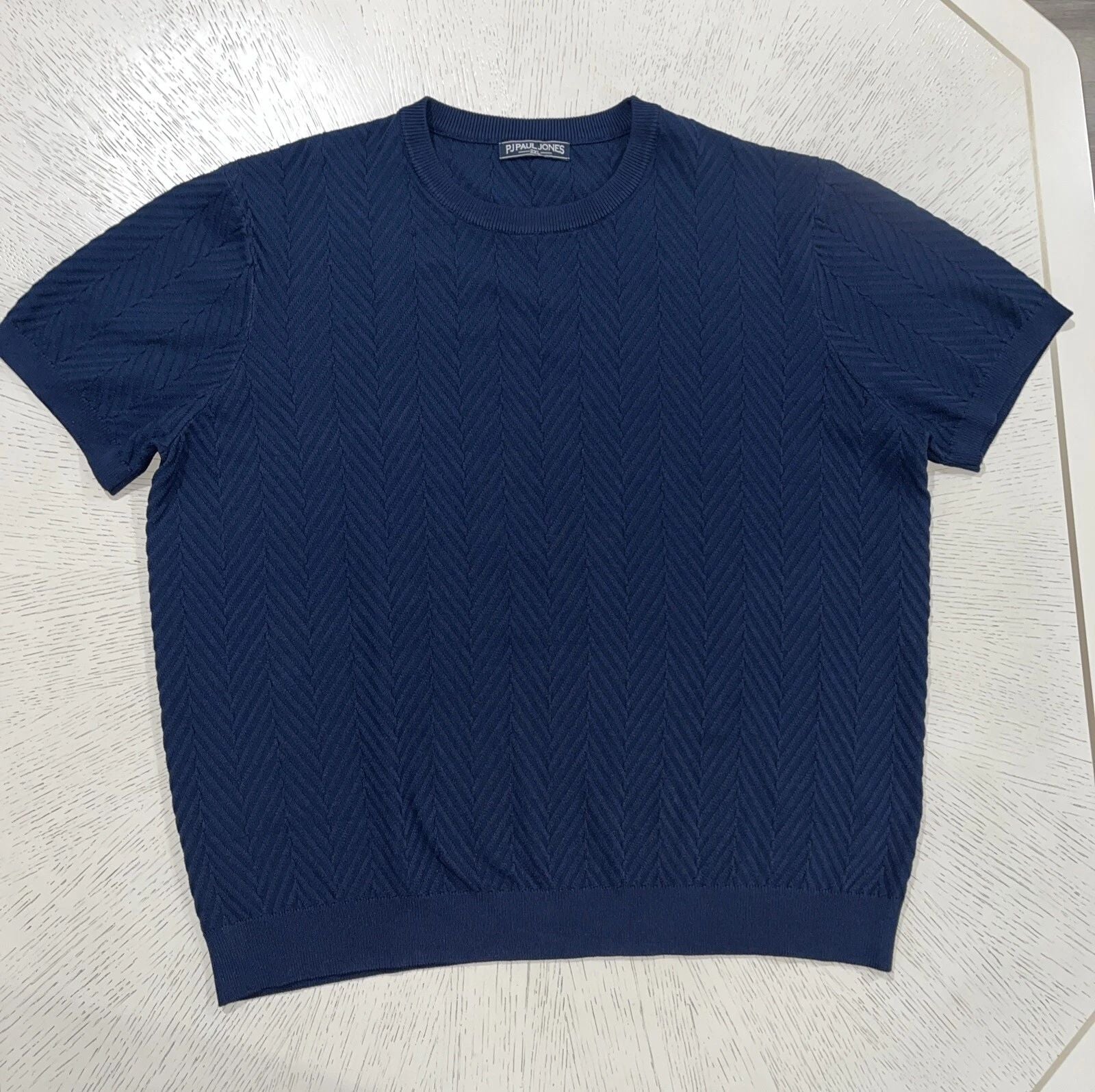 Paul Jones Textured Short Sleeve Shirt Mens 2XL Navy Blue Casual Stylish Unisex T-shirt, Sweatshirt, Hoodie, Long Sleeve Tee - T-Shirt, Sweatshirt, Hoodie
