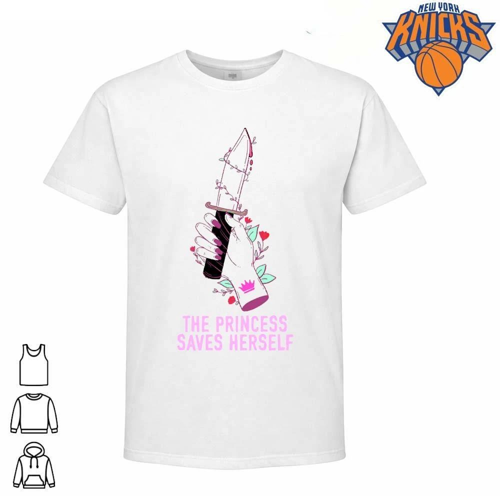 The Princess Saves Herself Aesthetic Bloody Knife Feminist Floral shirt Unisex T-shirt, Sweatshirt, Hoodie, Long Sleeve Tee - T-Shirt, Sweatshirt, Hoodie
