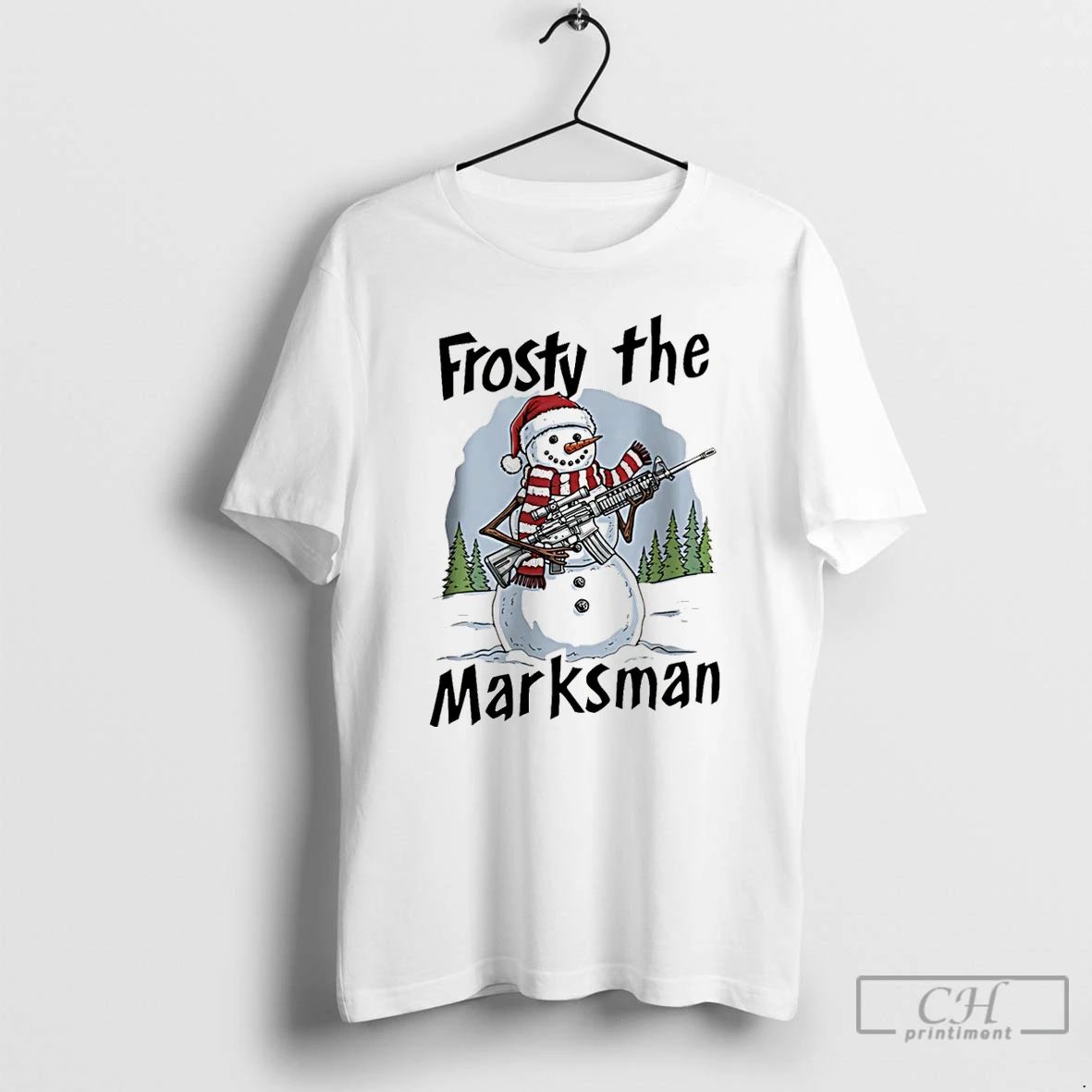 Premium Frosty The Marksman Snowman With Gun Christmas Christmas T Shirts Unisex T-shirt, Sweatshirt, Hoodie, Long Sleeve Tee - T-Shirt, Sweatshirt, Hoodie