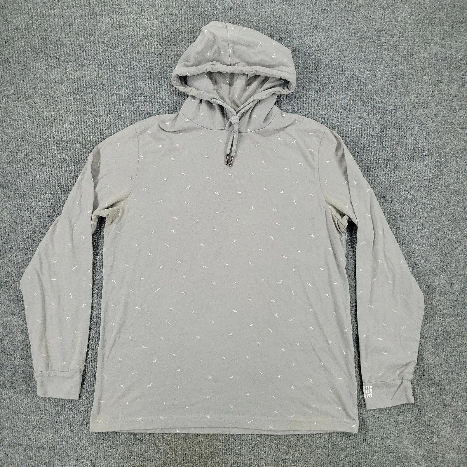 Denim & Flower Shirt Men's Medium Gray Bird Pullover Hoodie Long Sleeve Graphic Unisex T-shirt, Sweatshirt, Hoodie, Long Sleeve Tee - T-Shirt, Sweatshirt, Hoodie