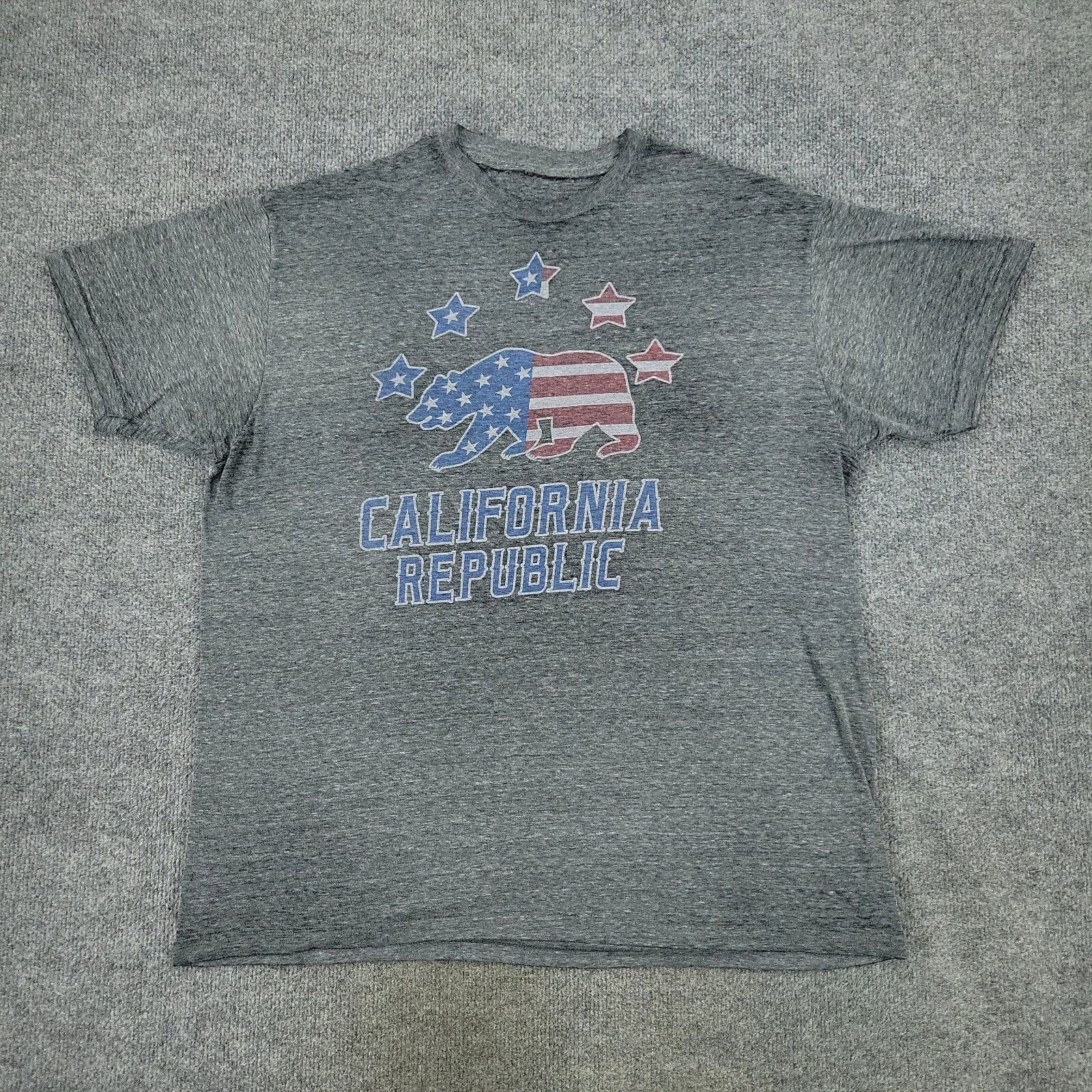 Bowery Supply Co Shirt Men XL Gray California Republic Sheer Stars Short Sleeve Unisex T-shirt, Sweatshirt, Hoodie, Long Sleeve Tee - T-Shirt, Sweatshirt, Hoodie