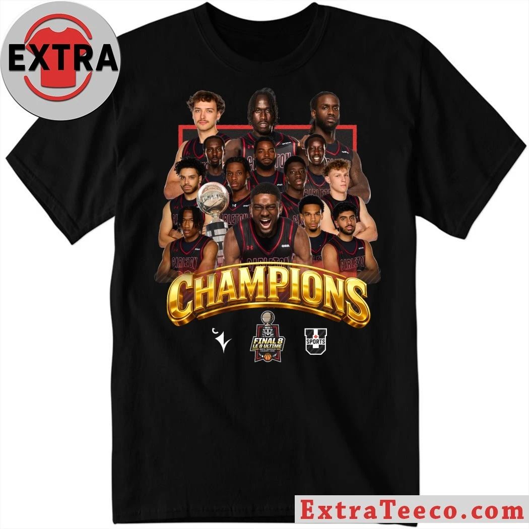 The Carleton Ravens mens basketball team celebrated their victory Shirt Unisex T-shirt, Sweatshirt, Hoodie, Long Sleeve Tee - T-Shirt, Sweatshirt, Hoodie