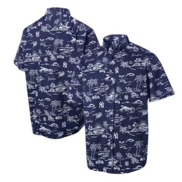 New York Yankees Island Vibes Navy Hawaiian Shirt Unisex T-shirt, Sweatshirt, Hoodie, Long Sleeve Tee - T-Shirt, Sweatshirt, Hoodie