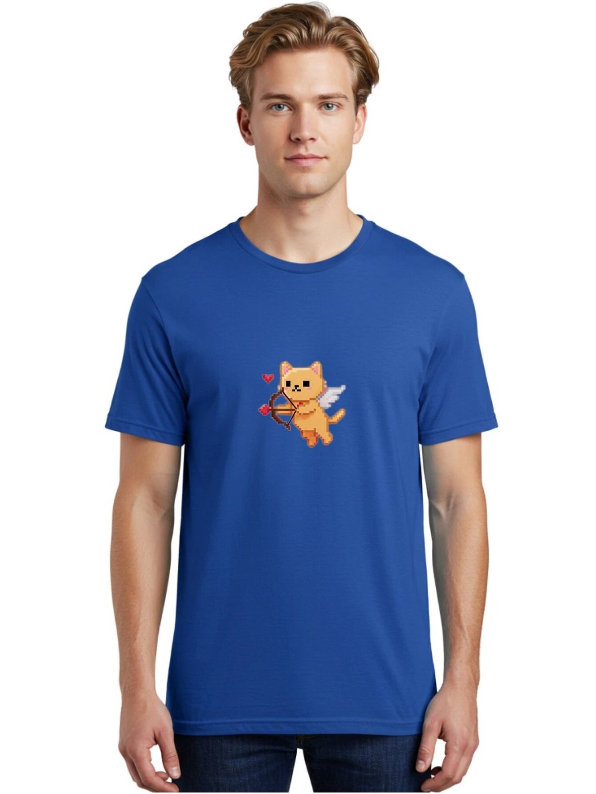 Cupid-Cat-4 Mens Graphic Tee, 100% Cotton, Casual Summer Wear Unisex T-shirt, Sweatshirt, Hoodie, Long Sleeve Tee - T-Shirt, Sweatshirt, Hoodie