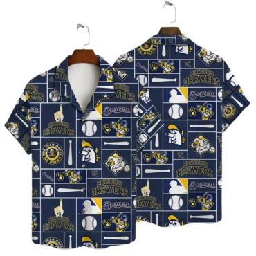 Milwaukee Brewers Baseball Icons Hawaiian Shirt Unisex T-shirt, Sweatshirt, Hoodie, Long Sleeve Tee - T-Shirt, Sweatshirt, Hoodie