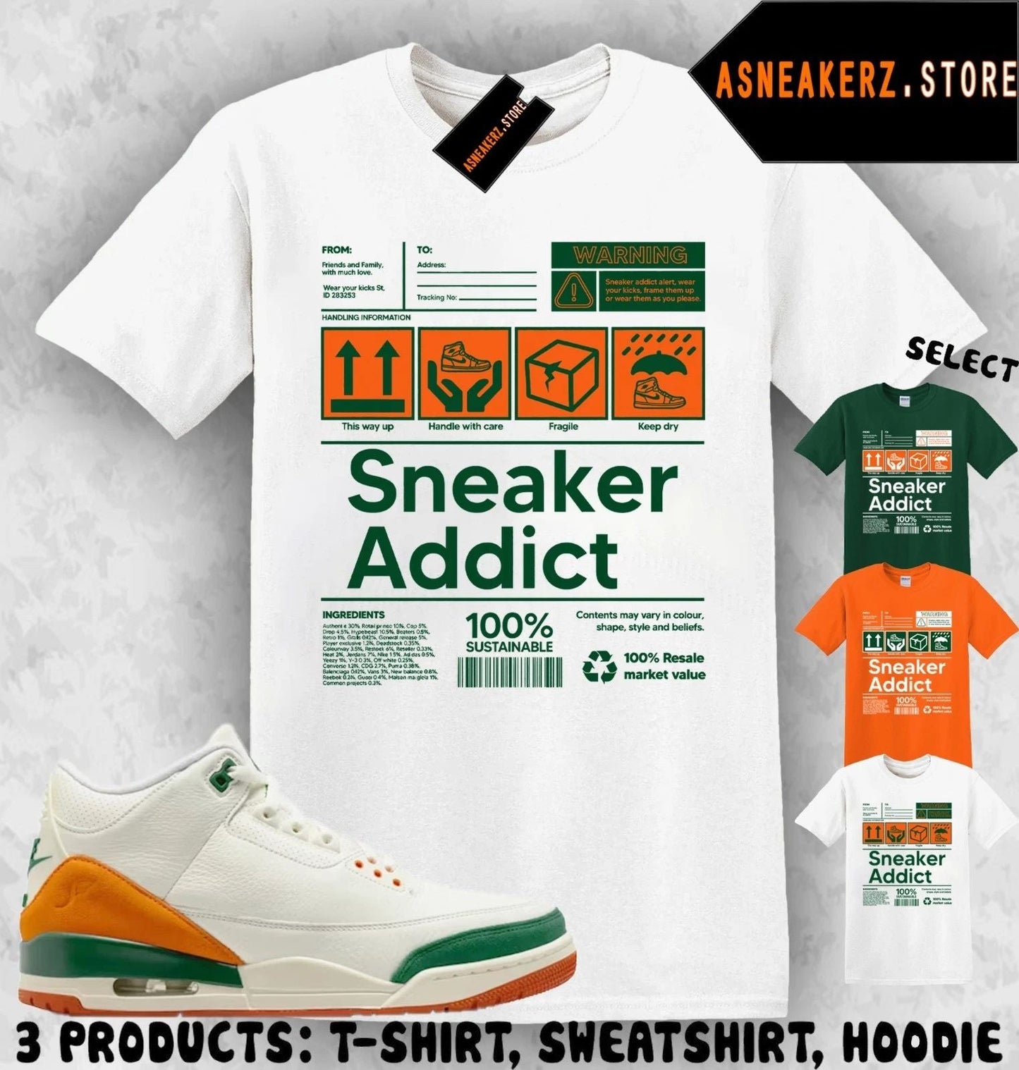 Shirt Match SoleFly x AJ 3 Miami Sneaker Matching Tee Sneakerhead Addict T-Shirt Unisex T-shirt, Sweatshirt, Hoodie, Long Sleeve Tee - T-Shirt, Sweatshirt, Hoodie