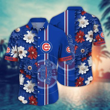 Chicago Cubs Bold Blossom Hawaiian Shirt Unisex T-shirt, Sweatshirt, Hoodie, Long Sleeve Tee - T-Shirt, Sweatshirt, Hoodie