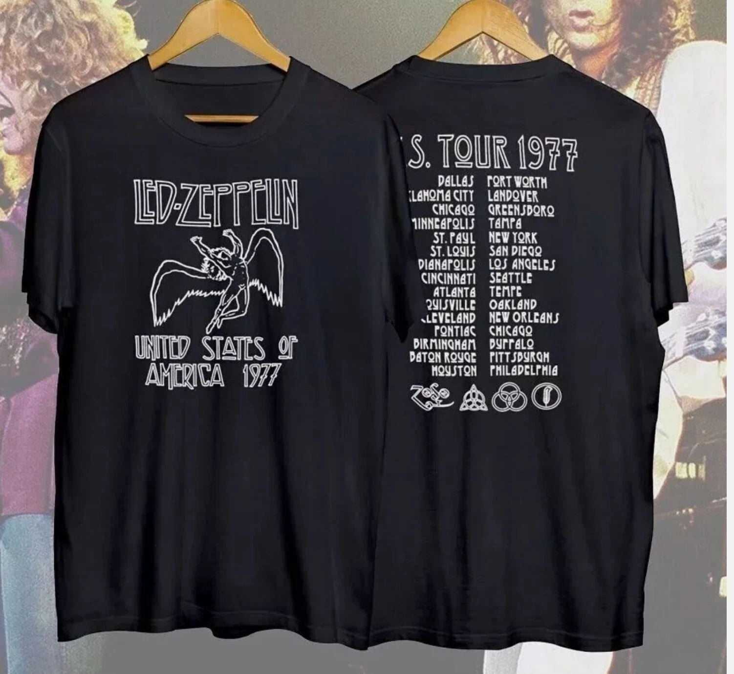 vintage Led Zeppelin 1977 american tour black t-shirt for fans Unisex T-shirt, Sweatshirt, Hoodie, Long Sleeve Tee - T-Shirt, Sweatshirt, Hoodie